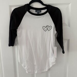 ModCloth They Them‎ Graphic T Shirt XS Raglan Baseball Tee Nonbinary LGBTQ Pride